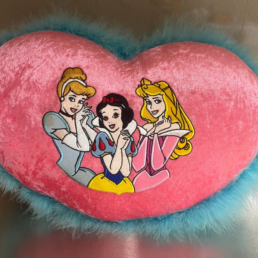 Disney princess heart shaped pillow featuring Cinderella, Snow White & Aurora